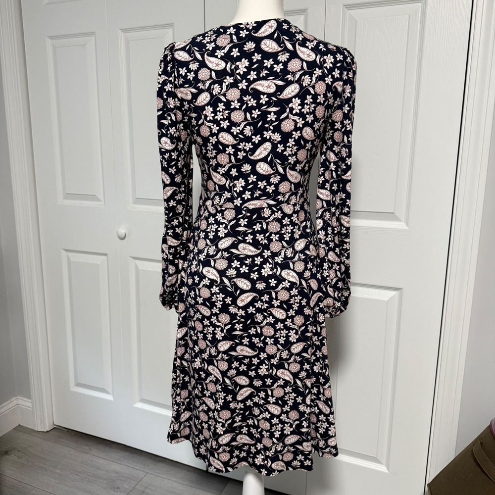 Boden Wrap Dress Midi Paisley Floral N Neck size medium size 10 medium viscose - Picture 2 of 10